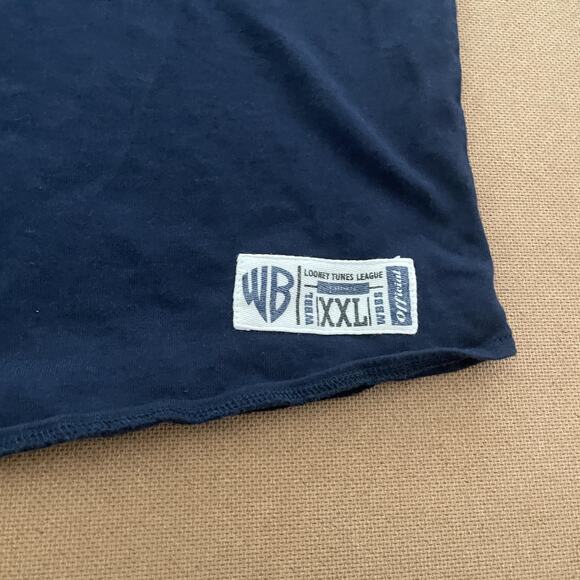 Vintage Warner Bros Looney Tunes Shirt Mens Large Blue Baseball Jersey Taz 90s - Picture 6 of 12